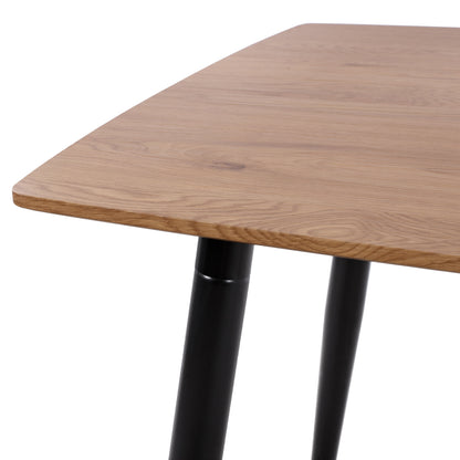 DINING SET 5PCS GAFF HM10847.02 MDF TOP IN WOOD COLOR--FABRIC IN BEIGE & BLACK METAL LEGS