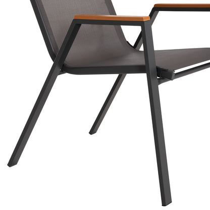OUTDOOR DINING SET 5PCS OFER HM10855.01 METAL CHAIRS & TABLE 150x90cm GREY