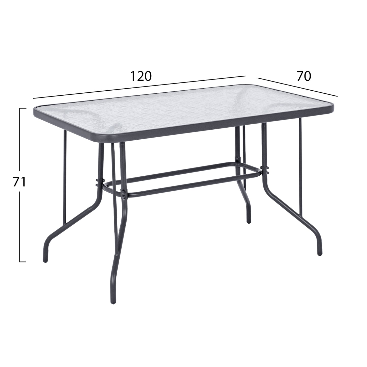 OUTDOOR DINING SET 5PCS ADAM HM10859.01 METAL CHAIRS & TABLE 120x70cm GREY