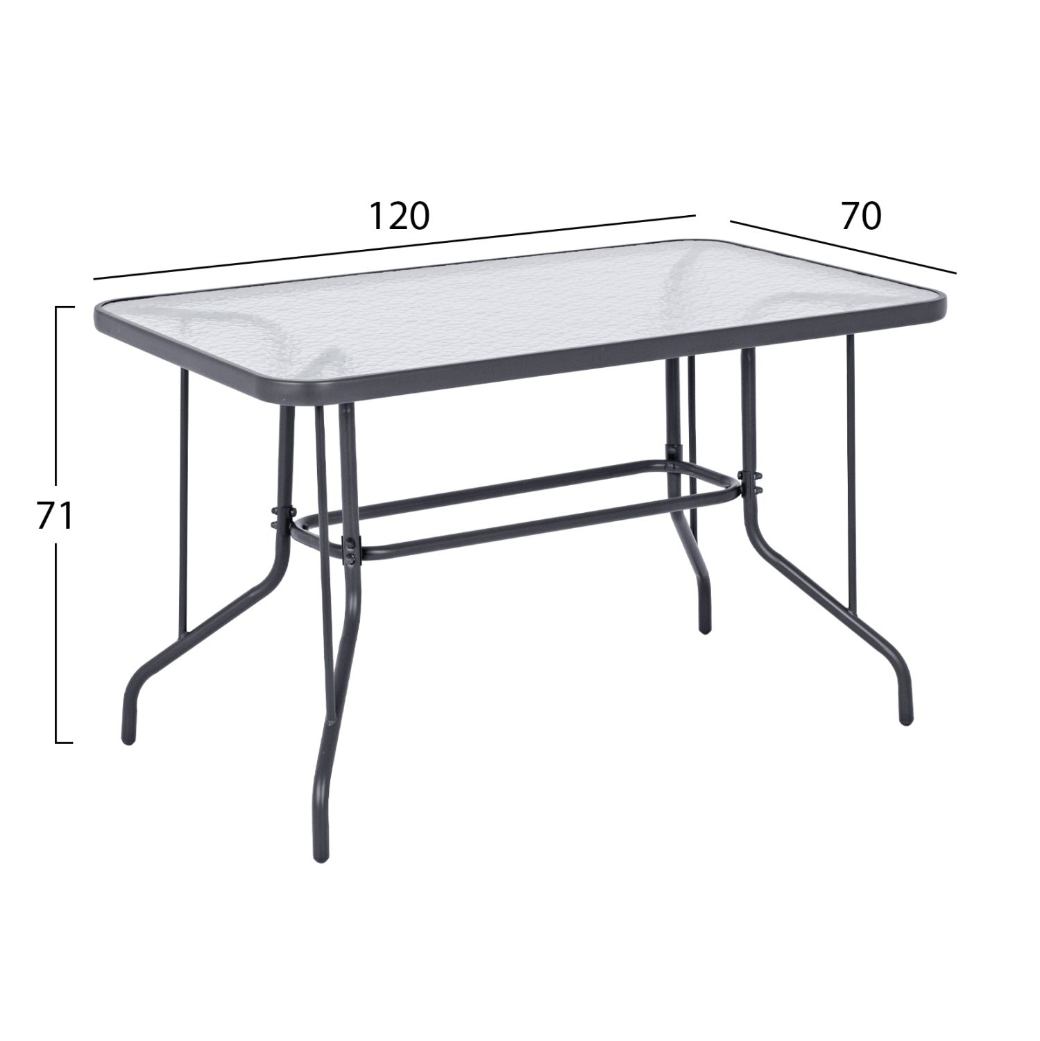 OUTDOOR DINING SET 5PCS ADAM HM10859.01 METAL CHAIRS & TABLE 120x70cm GREY