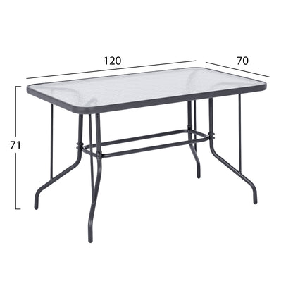 OUTDOOR DINING SET 5PCS ADAM HM10859.01 METAL CHAIRS & TABLE 120x70cm GREY