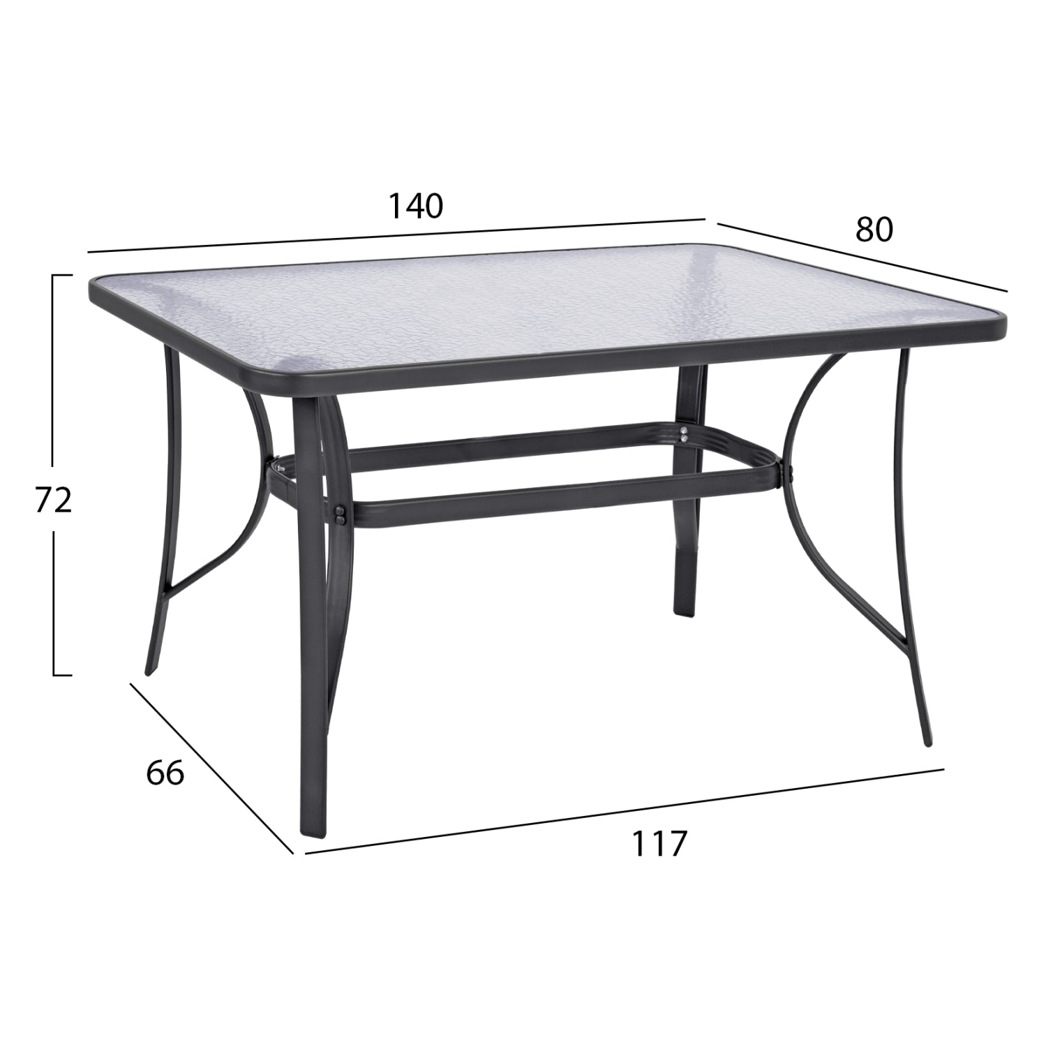 OUTDOOR DINING SET 5PCS BRUNO HM10860.01 METAL CHAIRS & TABLE 140x80cm GREY