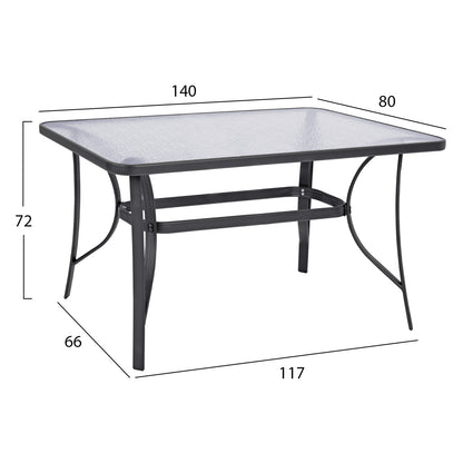 OUTDOOR DINING SET 5PCS BRUNO HM10860.01 METAL CHAIRS & TABLE 140x80cm GREY