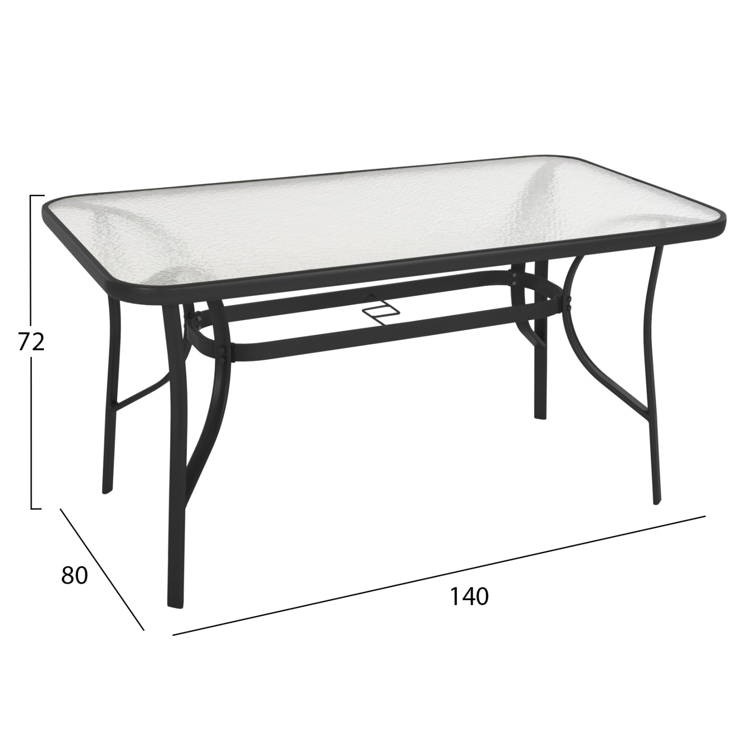 OUTDOOR DINING SET 5PCS BRUNO HM10860.03 METAL CHAIRS & TABLE 140x80cm BLACK