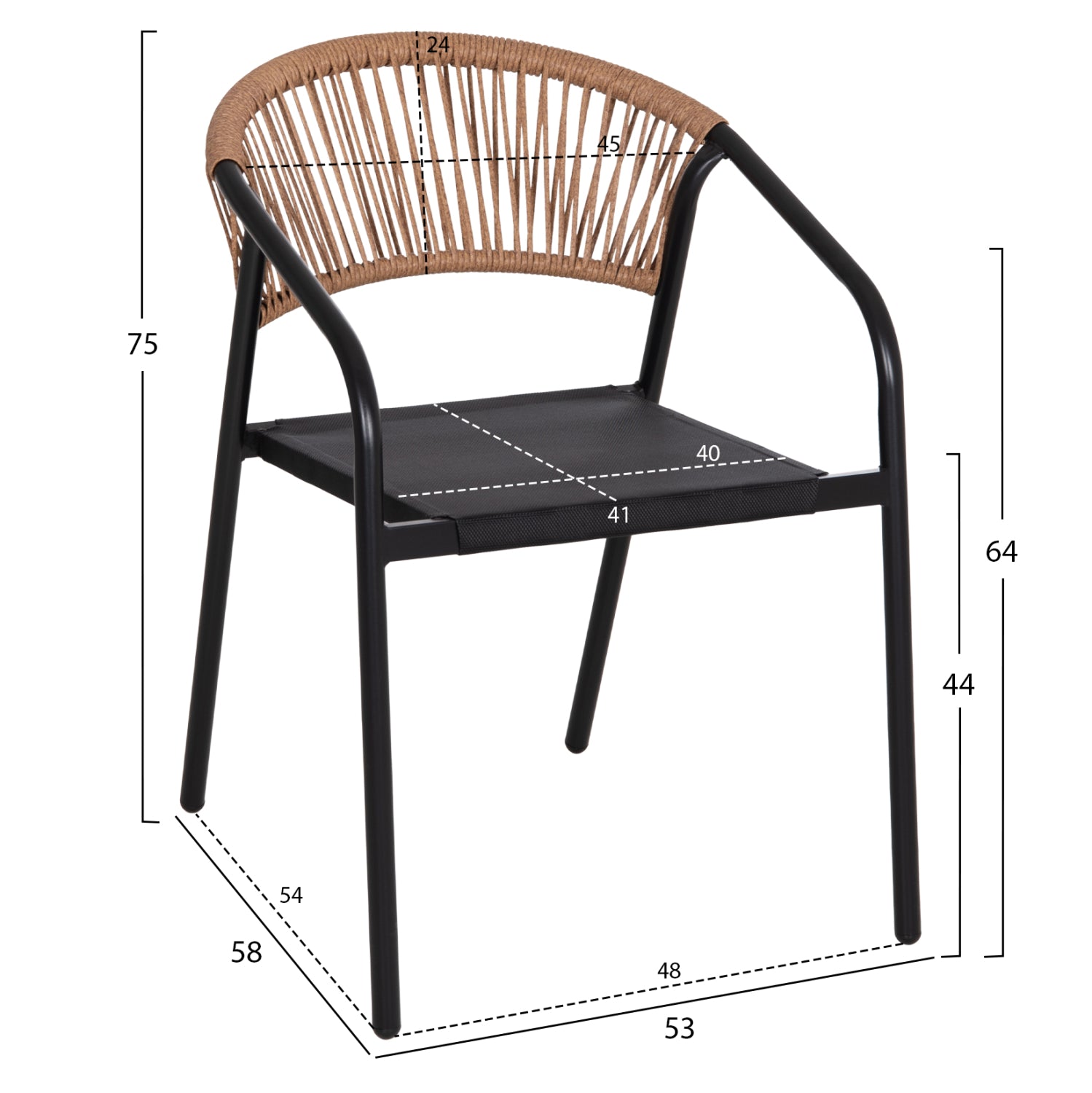 OUTDOOR DINING SET 5PCS BRUNO HM10860.03 METAL CHAIRS & TABLE 140x80cm BLACK