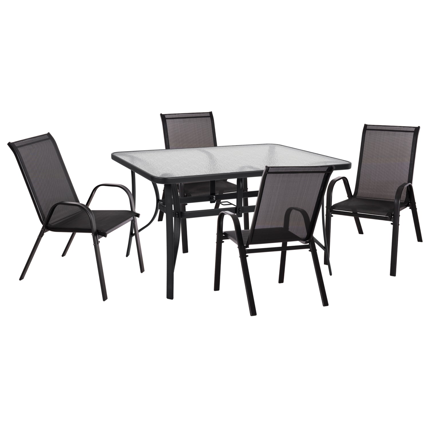 OUTDOOR DINING SET 5PCS BRUNO HM10894.03 METAL & TEXTILENE-- BLACK