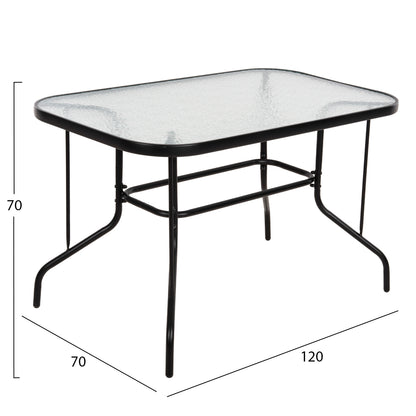 OUTDOOR DINING SET ADAM HM10896.03 TABLE 120x70cm & 4 ARMCHAIRS--BLACK