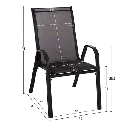 OUTDOOR DINING SET ADAM HM10896.03 TABLE 120x70cm & 4 ARMCHAIRS--BLACK
