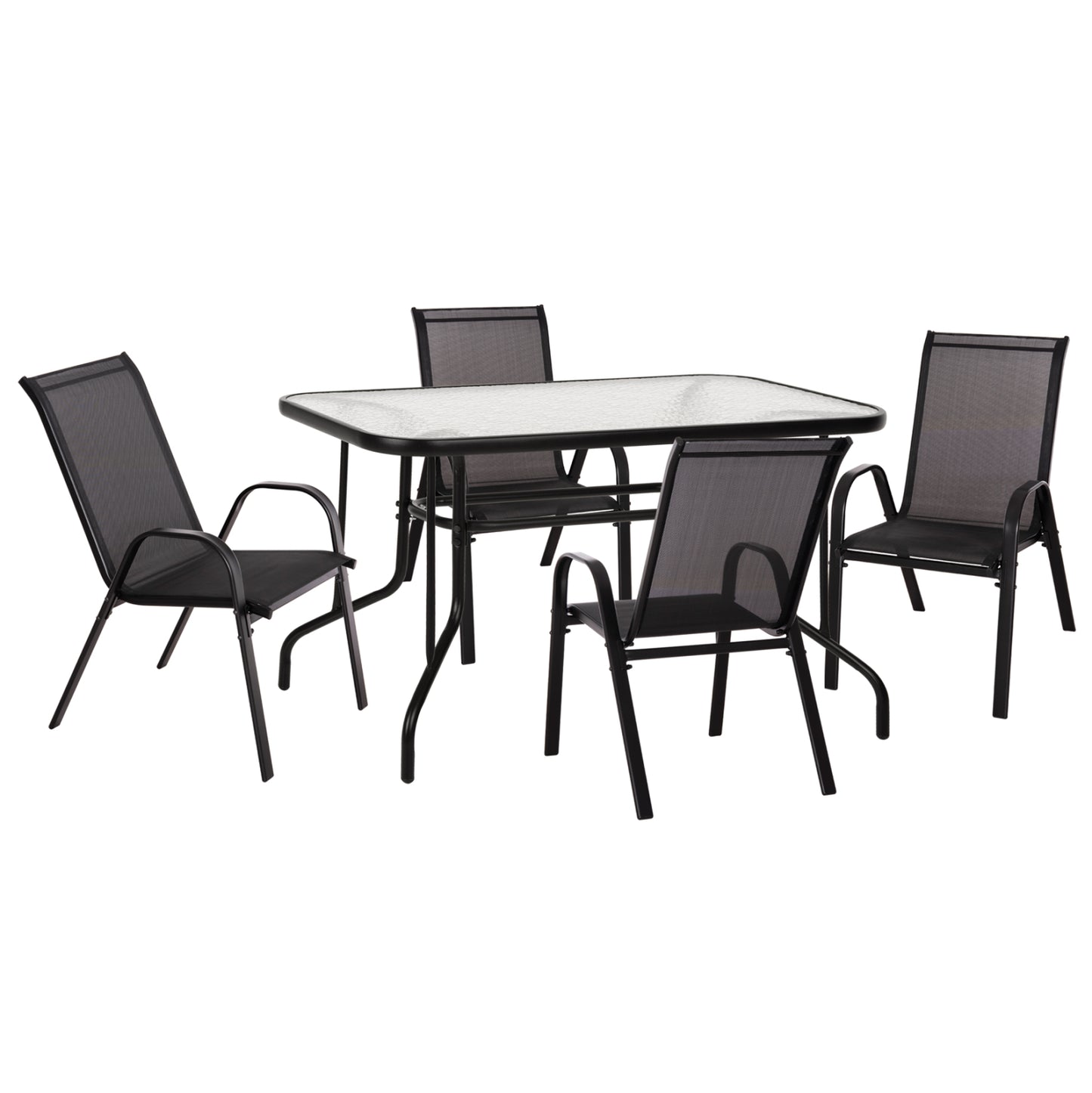OUTDOOR DINING SET ADAM HM10896.03 TABLE 120x70cm & 4 ARMCHAIRS--BLACK