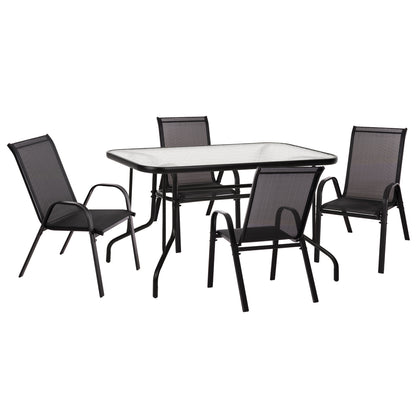 OUTDOOR DINING SET ADAM HM10896.03 TABLE 120x70cm & 4 ARMCHAIRS--BLACK