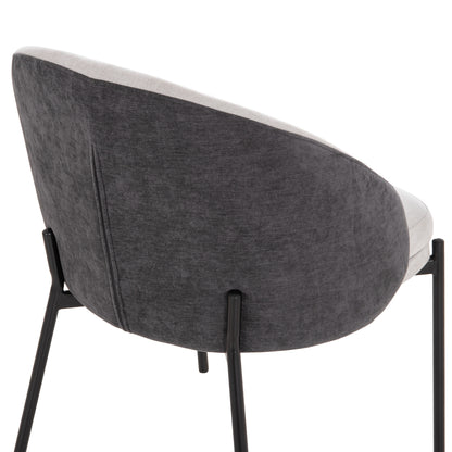 DINING SET 5PCS DETTON HM10940.01 CERAMIC TOP--FABRIC IN GREY & BLACK METAL LEGS