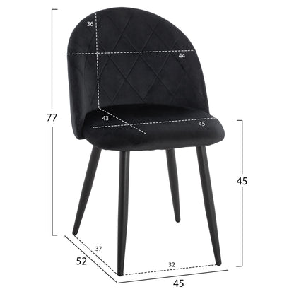 DINING SET 5PCS ODED HM10946.14 CERAMIC TOP-VELVET-METAL--BLACK COLOR