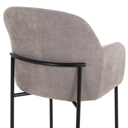 DINING SET 5PCS MANIDO HM10950.01 CERAMIC TOP--FABRIC IN GREY & BLACK METAL LEGS