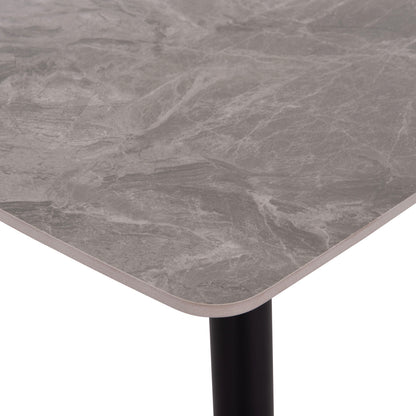 DINING SET 5PCS MANIDO HM10950.01 CERAMIC TOP--FABRIC IN GREY & BLACK METAL LEGS