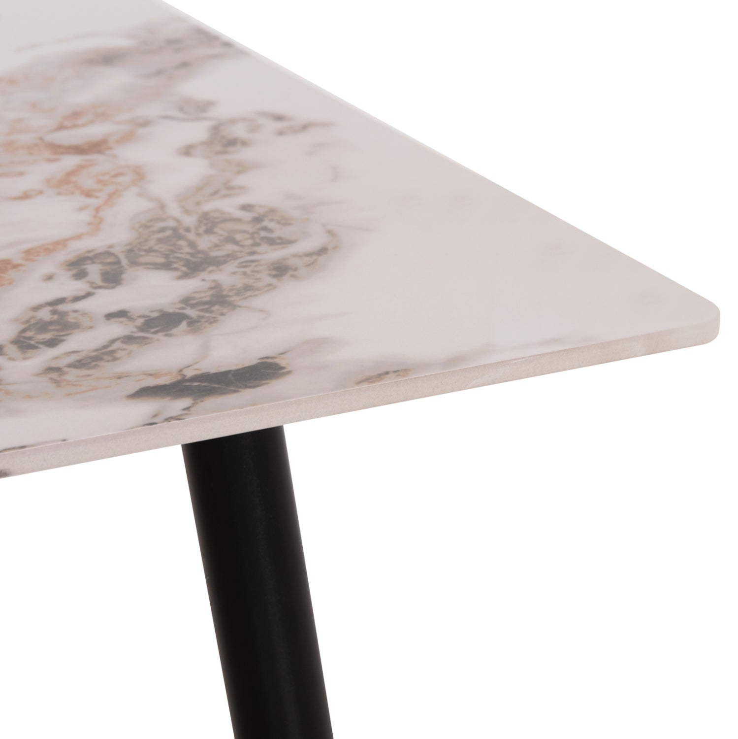 DINING SET 5PCS DETTON HM10951.02 CERAMIC TOP--FABRIC IN BEIGE/BROWN & BLACK METAL LEGS