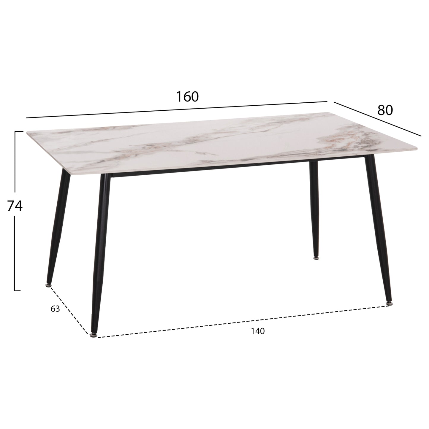 DINING SET 5PCS DRENNY HM10952.03 CERAMIC TOP--FABRIC IN TAUPE & BLACK METAL LEGS