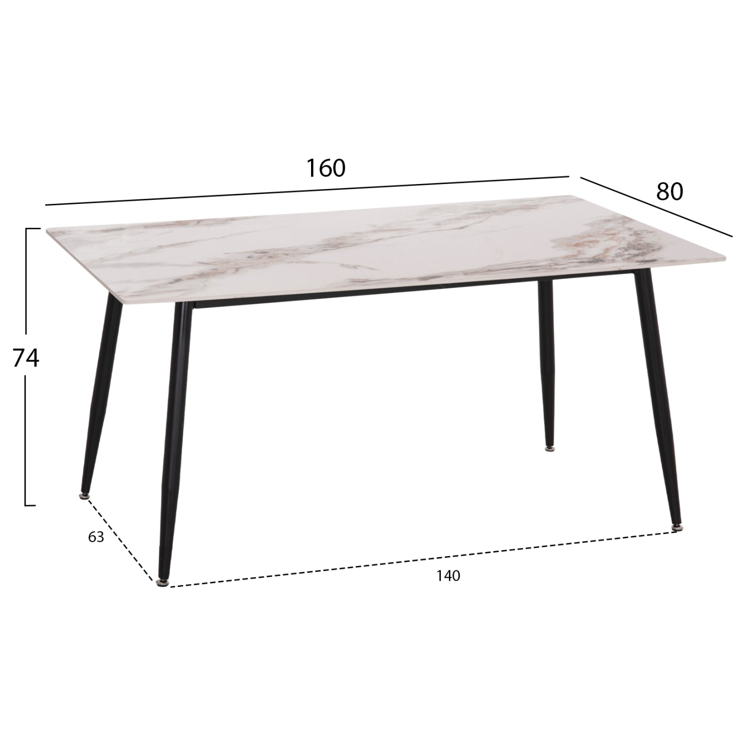DINING SET 5PCS DRENNY HM10952.03 CERAMIC TOP--FABRIC IN TAUPE & BLACK METAL LEGS