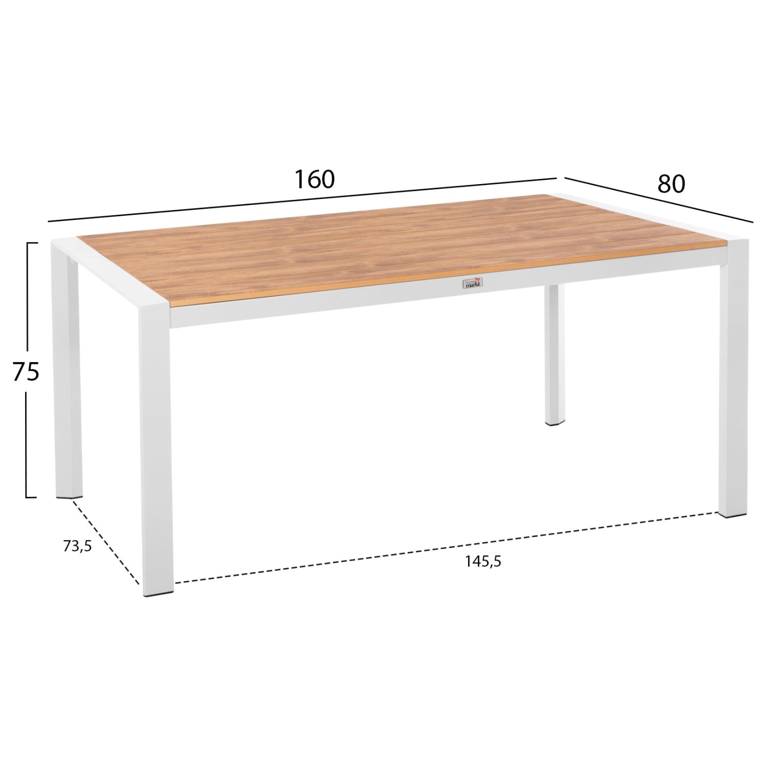 OUTDOOR DINING SET 5PCS MAGNET HM10997.01 ALUMINUM IN WHITE--POLYWOOD--P.E.ROPE