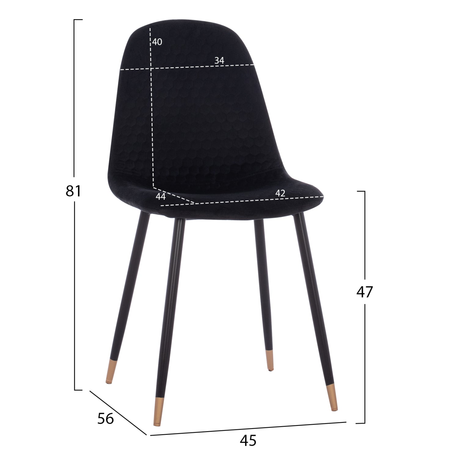 DINING SET 5PCS ALIZA HM11196.09 MDF TOP--VELVET & METAL IN BLACK