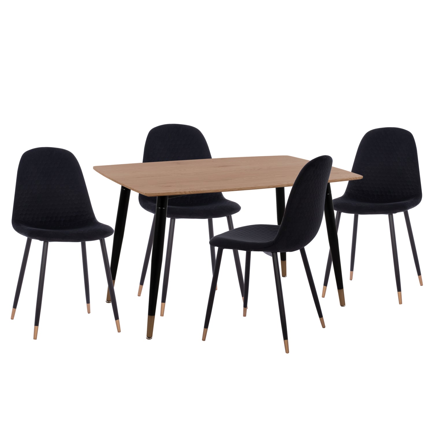 DINING SET 5PCS ALIZA HM11196.09 MDF TOP--VELVET & METAL IN BLACK