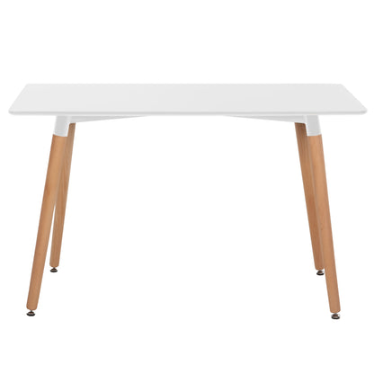 DINING SET 5PCS MINIMAL HM11767 WHITE MDF TOP-BEIGE FABRIC CHAIRS