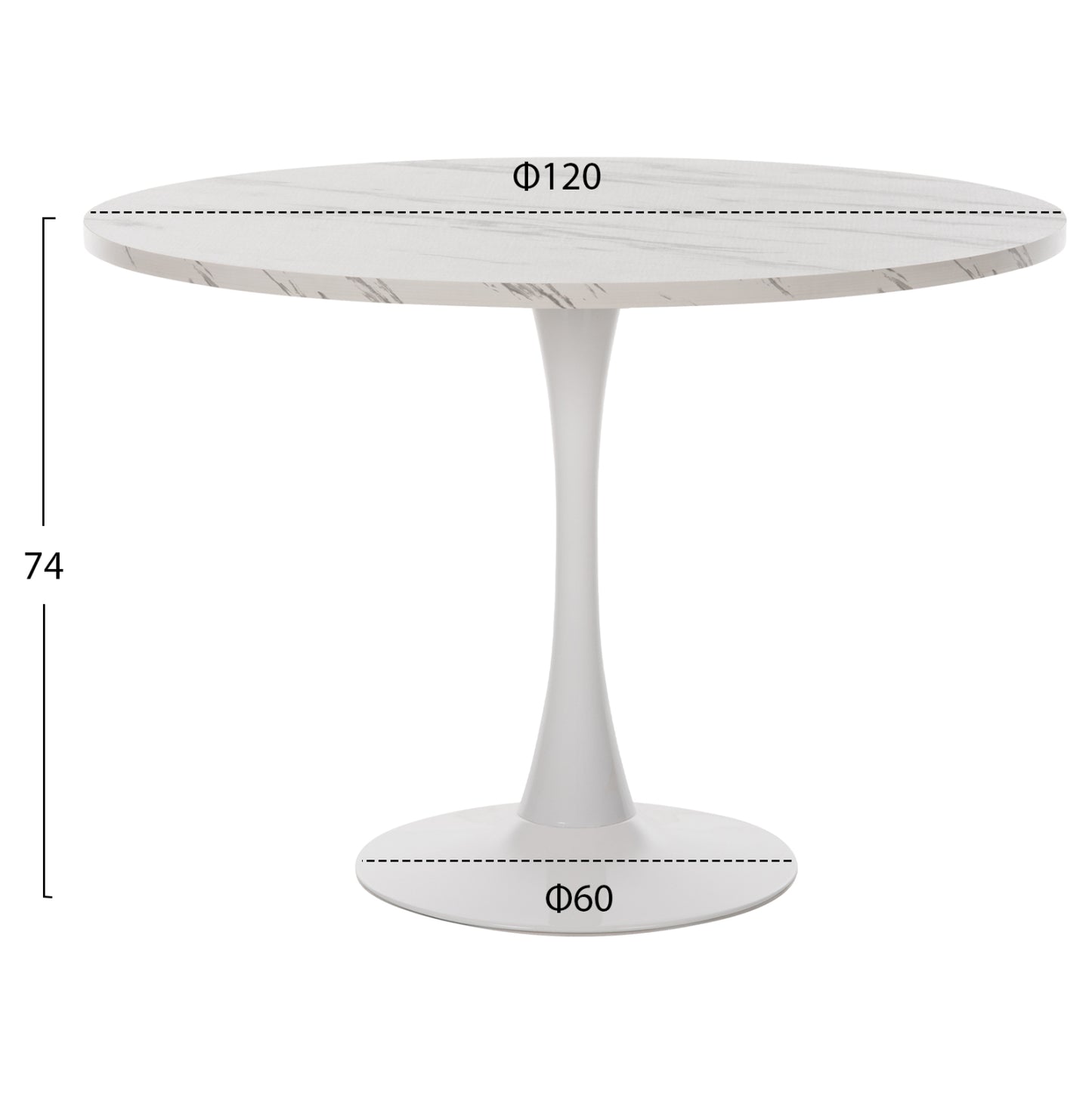 DINING SET 5PCS HM11911 ROUND TABLE AND POLYPROPYLENE CHAIRS IN WHITE