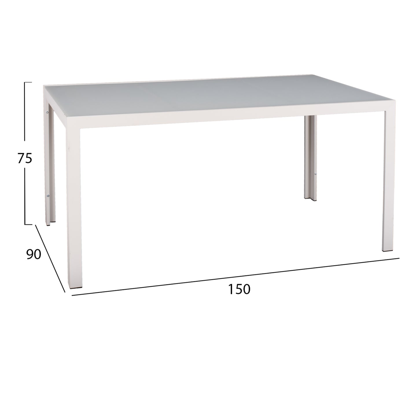 OUTDOOR DINING SET 5PCS OFER HM21020 ALUMINUM CHAIRS & METAL TABLE 150x90cm--WHITE