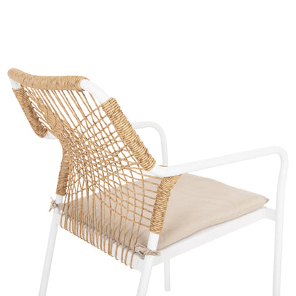 OUTDOOR DINING SET 5PCS OFER HM21020 ALUMINUM CHAIRS & METAL TABLE 150x90cm--WHITE