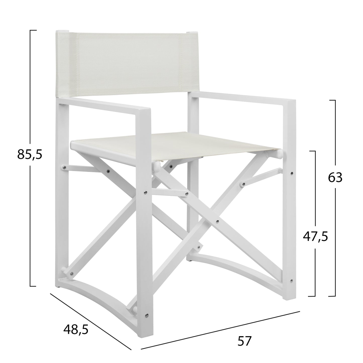 OUTDOOR DINING SET 5PCS DUPRE HM21021 ALUMINUM CHAIRS & METAL TABLE 150x90cm--WHITE