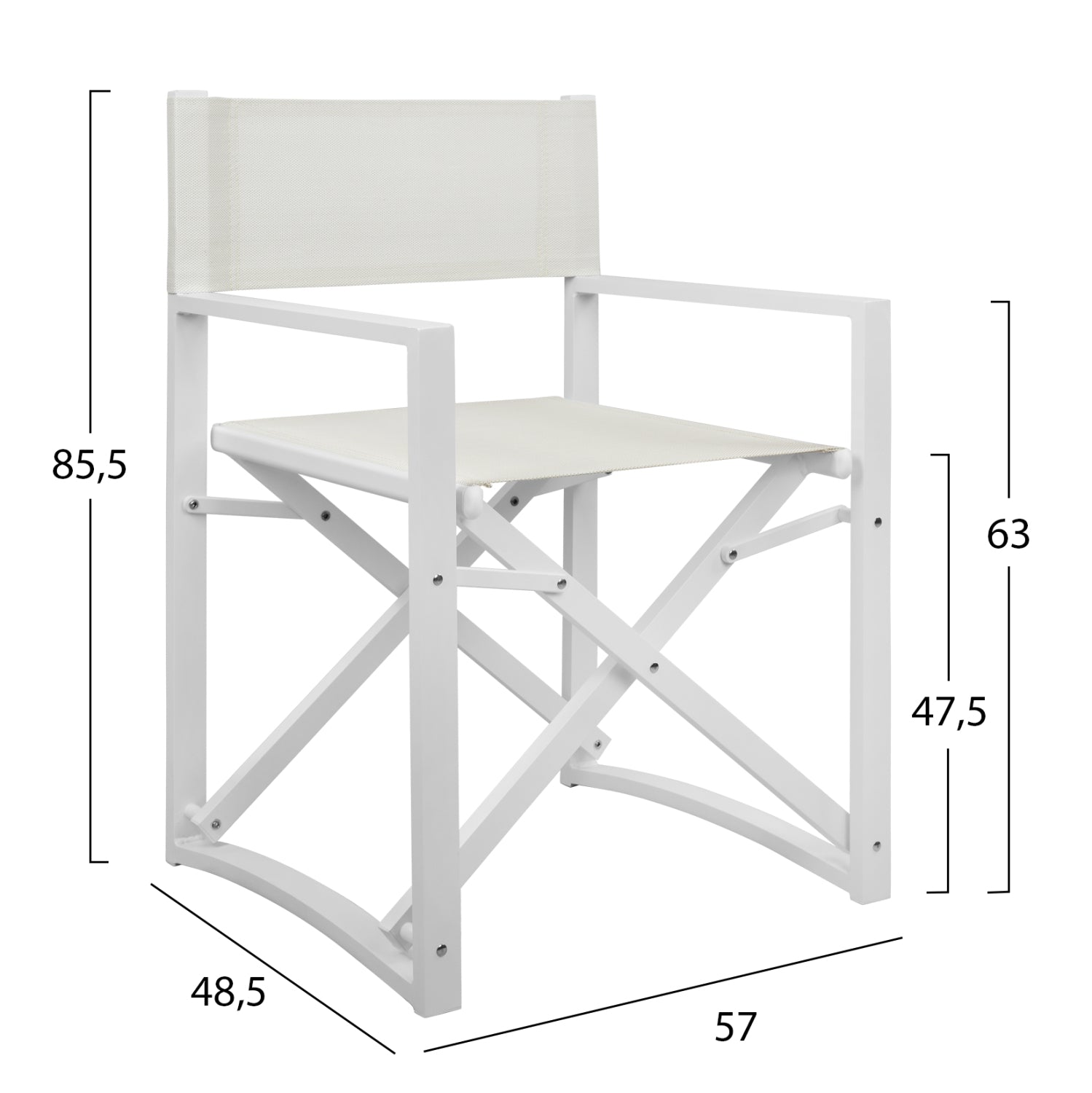 OUTDOOR DINING SET 5PCS DUPRE HM21021 ALUMINUM CHAIRS & METAL TABLE 150x90cm--WHITE