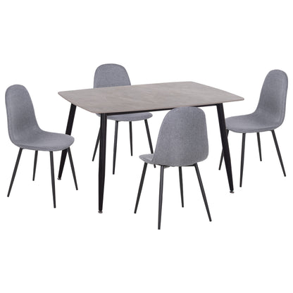 DINING SET 5PCS RAVEN HM21068.03 CERAMIC TOP GREY MARBLE--GREY FABRIC