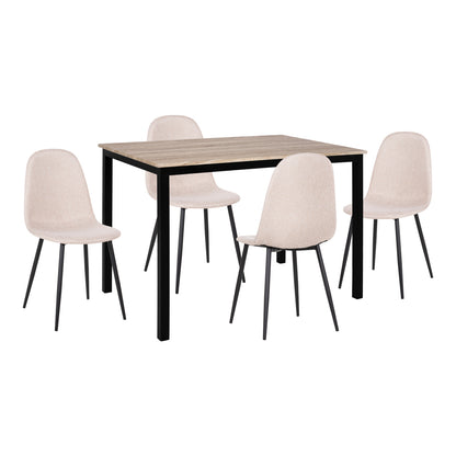 DINING SET 5PCS PANYA HM21114 TABLE & 4 CHAIRS WITH BEIGE FABRIC