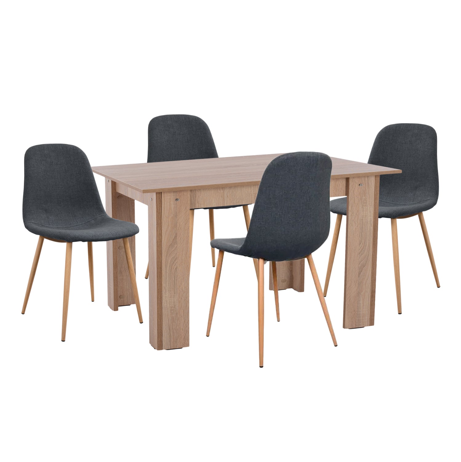 DINING SET 5PCS KELVIN HM21117 TABLE WITH METALLIC CHAIRS WITH FABRIC IN DARK GREY