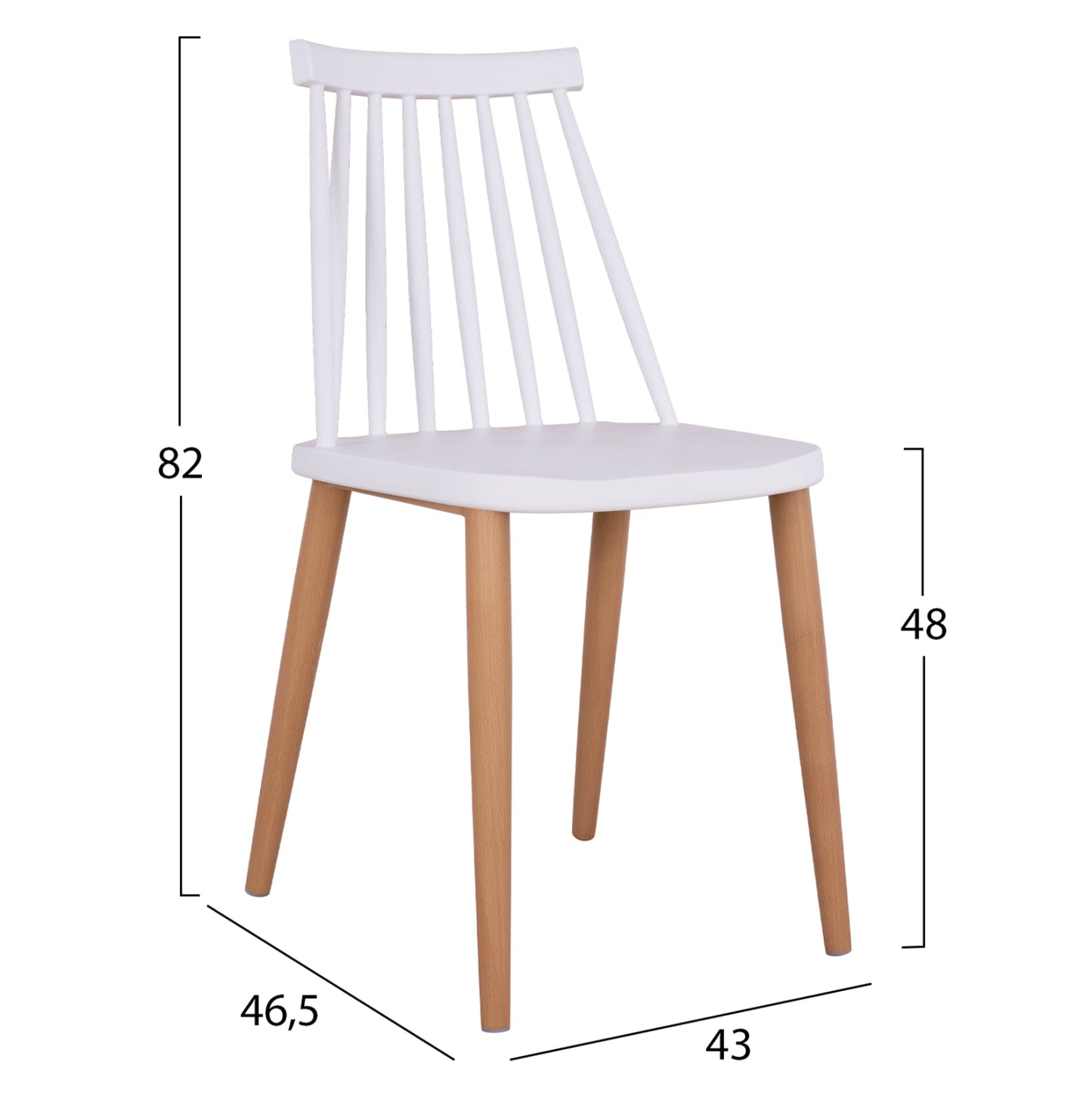DINING SET 5PCS MINIMAL HM21172 MDF TOP IN WHITE-FRAMES IN NATURAL WOOD COLOR