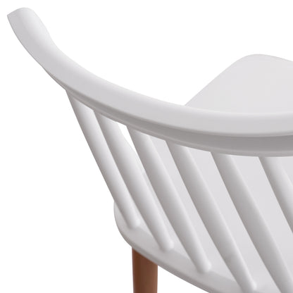 DINING SET 5PCS MINIMAL HM21172 MDF TOP IN WHITE-FRAMES IN NATURAL WOOD COLOR