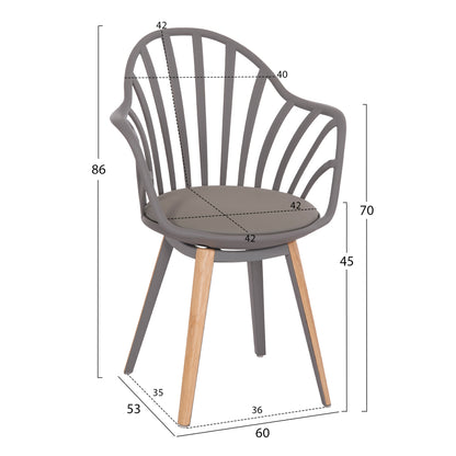 DINING SET 5PCS ANAIS HM21176 MDF TOP IN GREY--P.P. & PU IN GREY