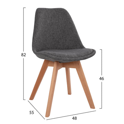 DINING SET 5PCS VEGAS HM21177 MDF TOP IN GREY--FABRIC IN GREY