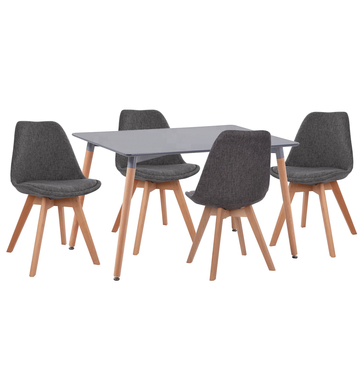DINING SET 5PCS VEGAS HM21177 MDF TOP IN GREY--FABRIC IN GREY