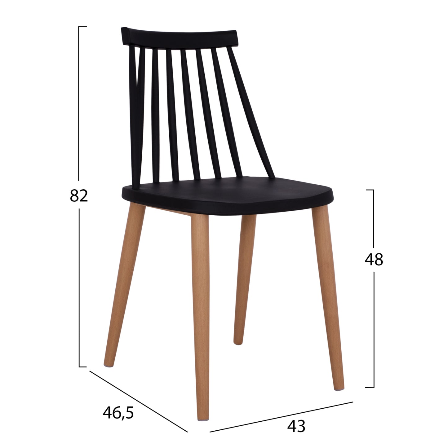 DINING SET 5PCS MINIMAL HM21178 MDF TOP IN BLACK-FRAMES IN NATURAL WOOD COLOR