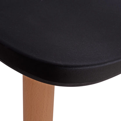 DINING SET 5PCS MINIMAL HM21178 MDF TOP IN BLACK-FRAMES IN NATURAL WOOD COLOR