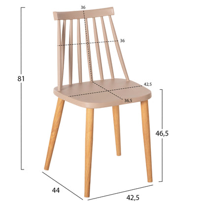 DINING SET 5PCS VANESSA HM21181 MDF TOP & FRAMES IN NATURAL WOOD COLOR-POLYPROPYLENE IN CAPPUCCINO