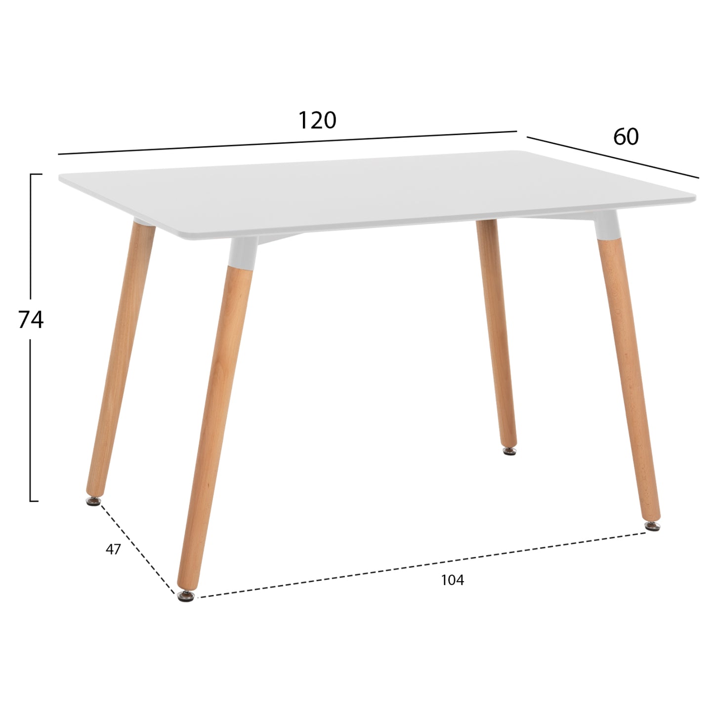 DINING SET 5PCS VEGAS HM21184 MDF TOP IN WHITE--BEECH LEGS