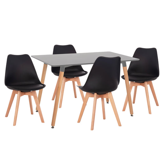 DINING SET 5PCS VEGAS HM21185 MDF TOP IN LIGHT GREY--BEECH LEGS