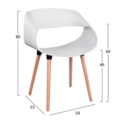 DINING SET 5PCS MAGGIE HM21186 MDF TOP & POLYPROPYLENE IN WHITE COLOR