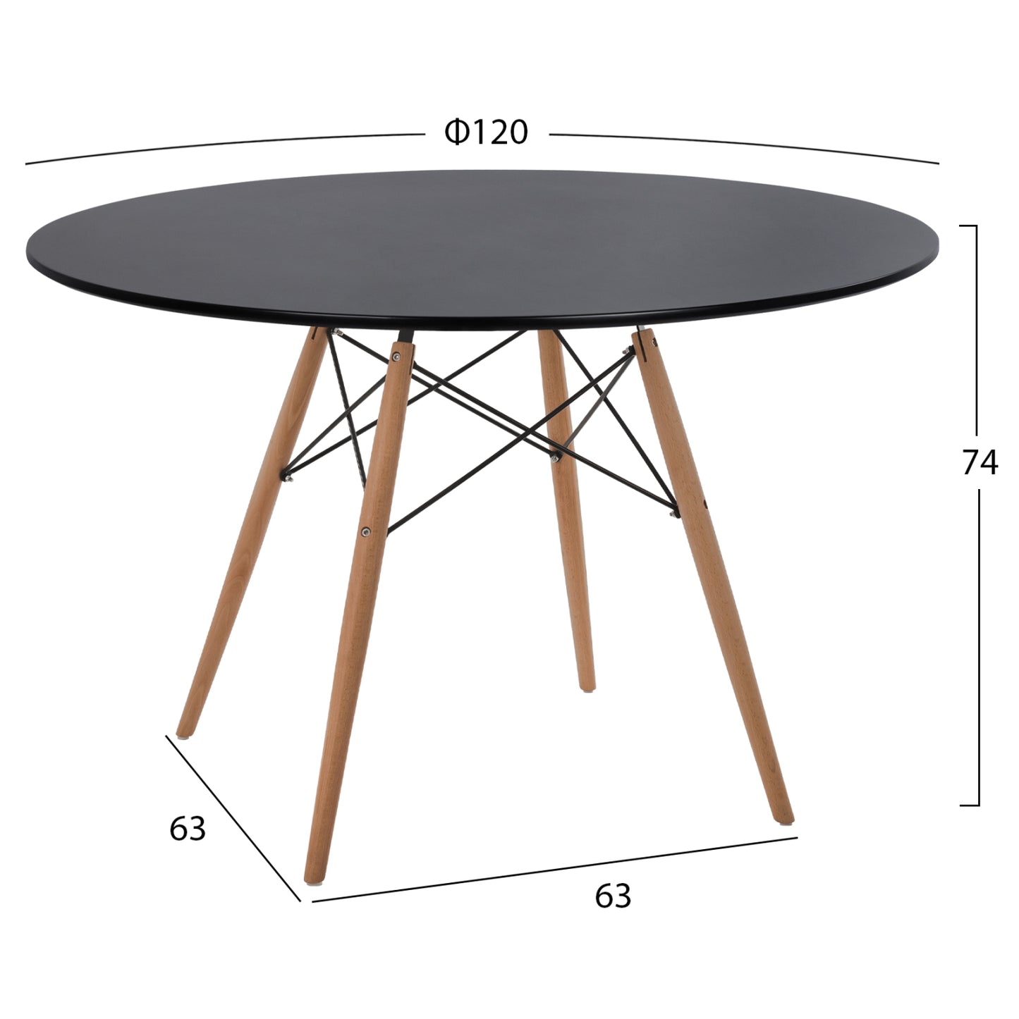 DINING SET 5PCS MAGGIE HM21187 MDF TOP & POLYPROPYLENE IN BLACK COLOR