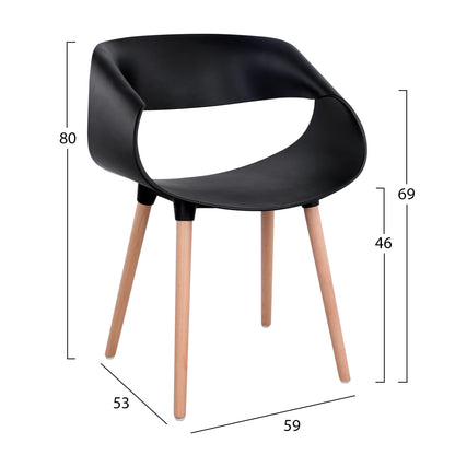 DINING SET 5PCS MAGGIE HM21187 MDF TOP & POLYPROPYLENE IN BLACK COLOR