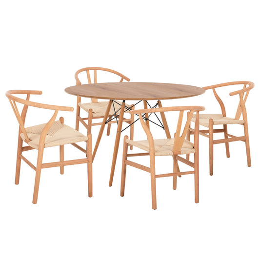 DINING SET 5PCS BRAVE HM21188 WITH 4 CHAIRS & ROUND TABLE