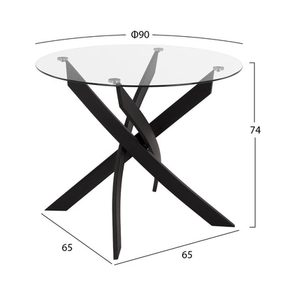 DINING SET 5PCS LADY HM21199.01 GLASS TOP--METAL IN BLACK & VELVET IN GREY