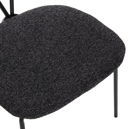 DINING SET 5PCS BROLIN HM21200 MDF TOP & METAL IN BLACK--DARK GREY FABRIC