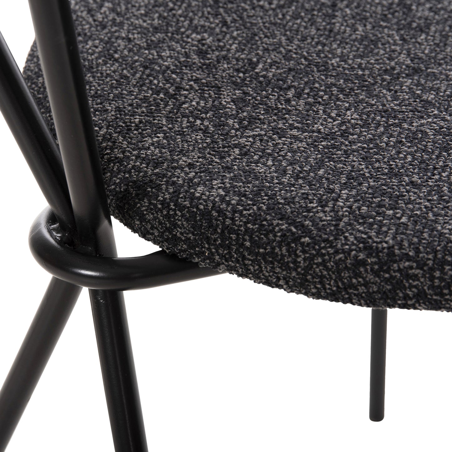 DINING SET 5PCS BROLIN HM21200 MDF TOP & METAL IN BLACK--DARK GREY FABRIC
